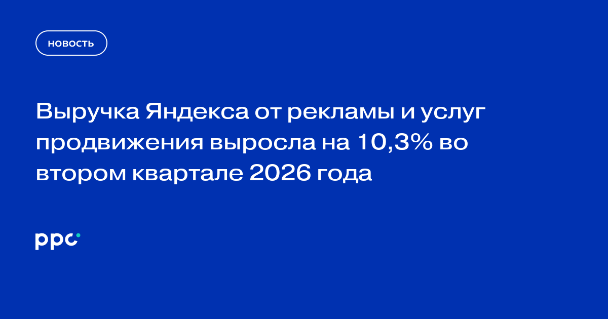 Выручка Яндекса от рекламы и услуг продвижения выросла на 10,3% во втором квартале 2026 года