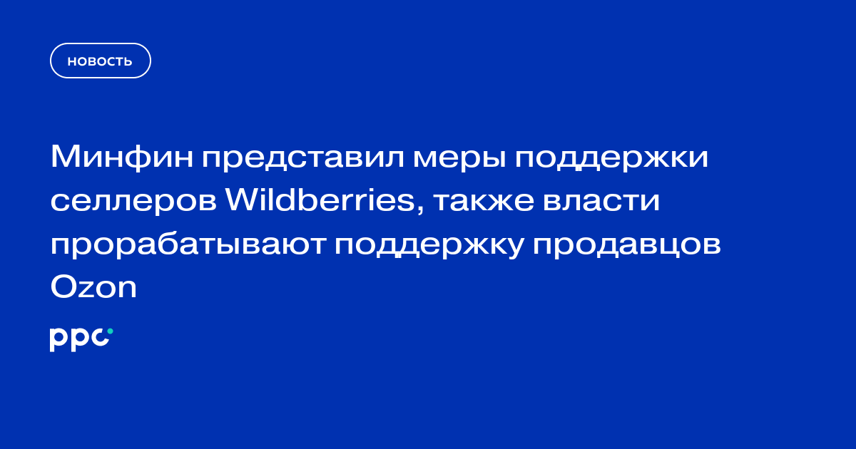 Минфин представил меры поддержки селлеров Wildberries, также власти прорабатывают поддержку продавцов Ozon