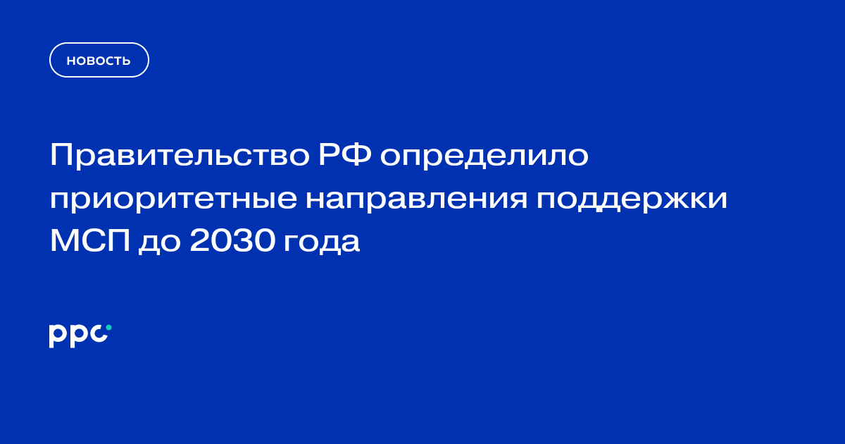 Правительство РФ определило приоритетные направления поддержки МСП до 2030 года