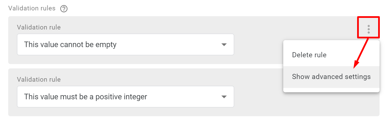 Включение расширенных настроек