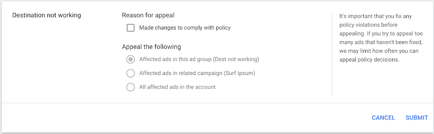 Google Ads упростил обжалование отклоненных объявлений