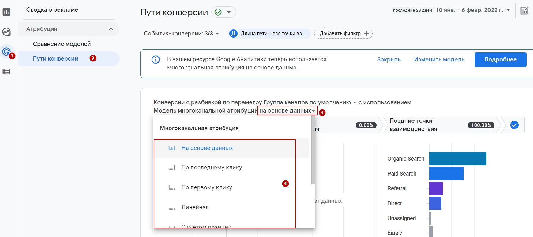 Отчет &laquo;Пути конверсии&raquo;