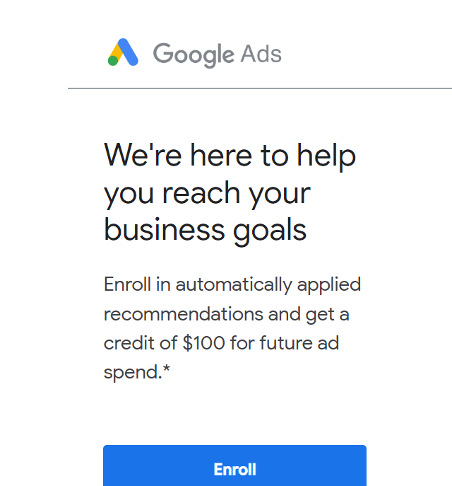 Письмо Google Ads