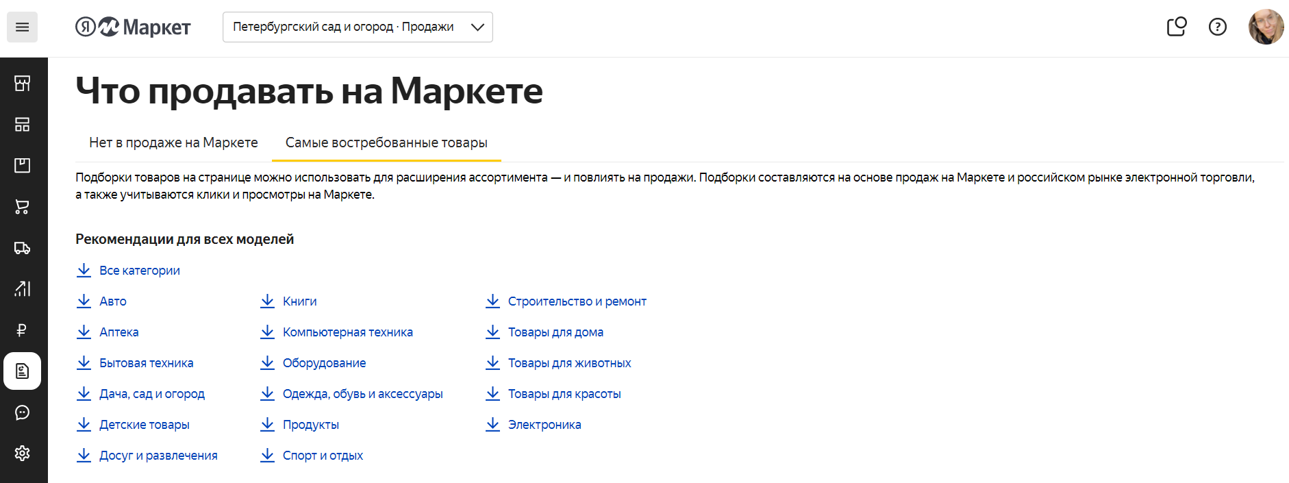 Востребованные товары на Маркете