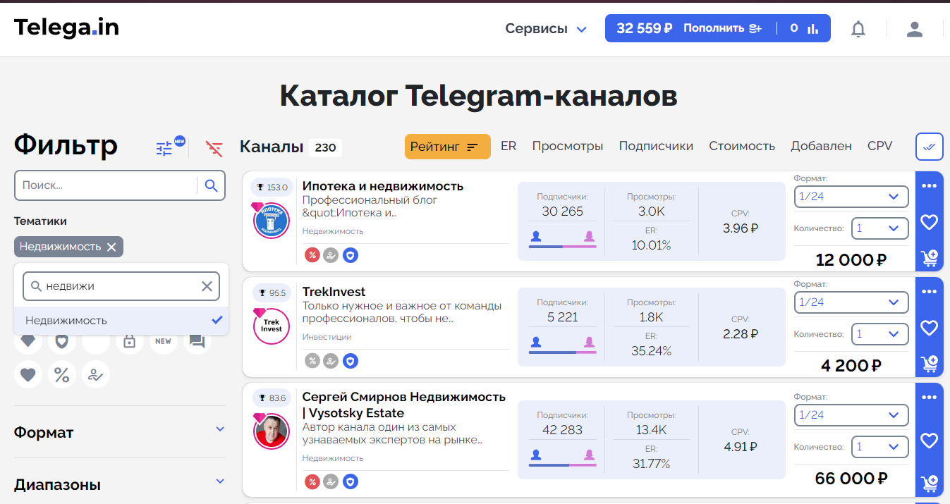 Биржа Telegram-каналов