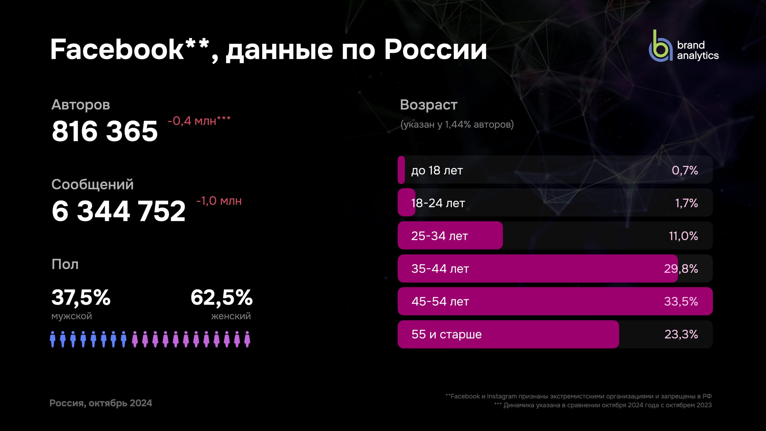 Аудитория Фэйсбука в России в 2024 году