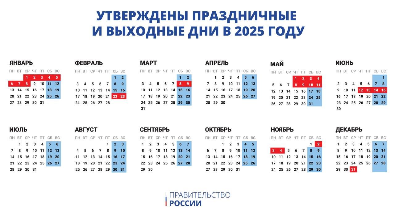 производственный календарь 2025 год с праздниками и выходными