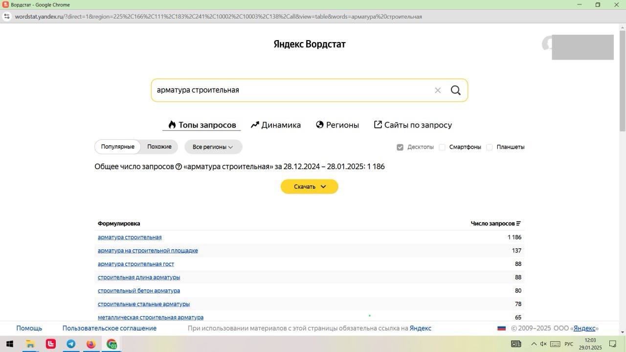 Сравнение интереса к запросам по регионам