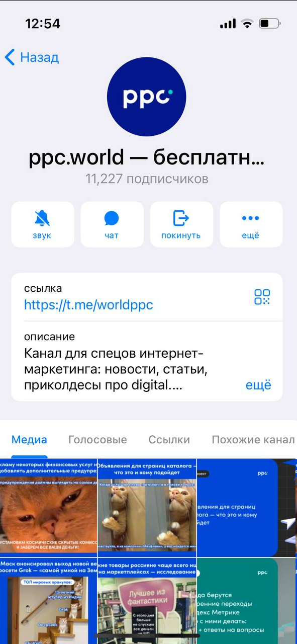 Источник: скриншот Telegram-канала ppc.world на Iphone Как сделать и скопировать ссылку на группу в телеграмме
