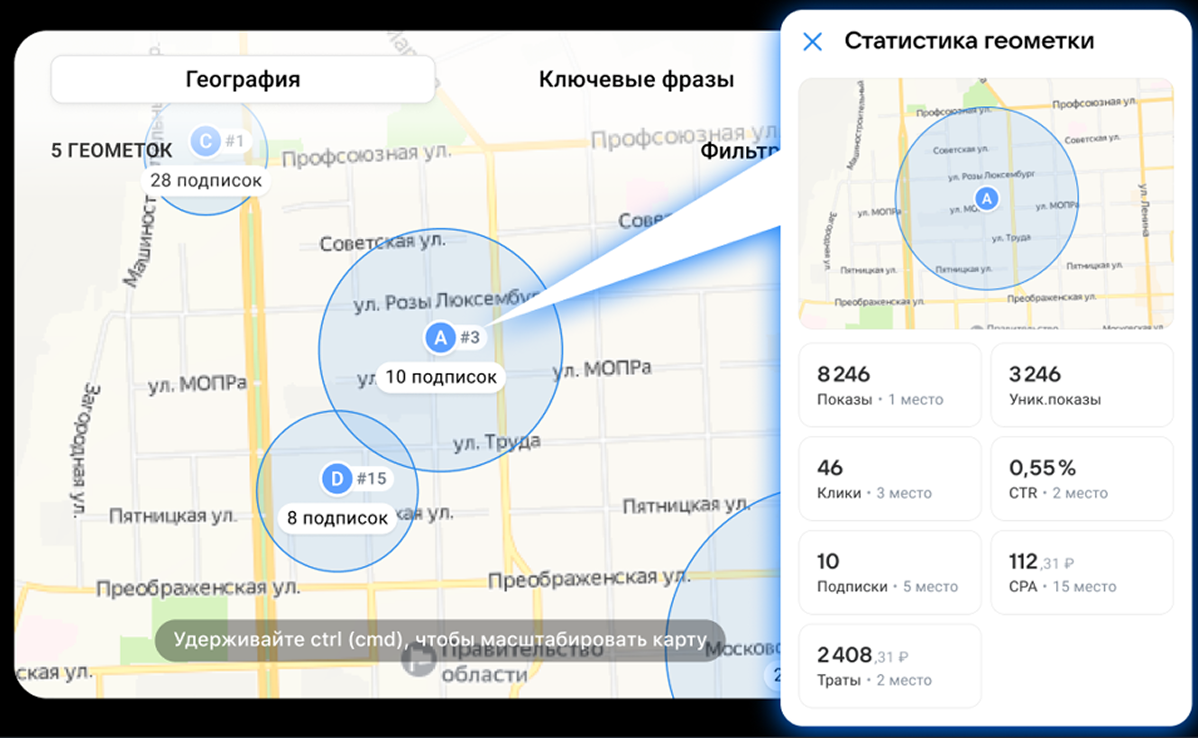 статистика по геометкам вк