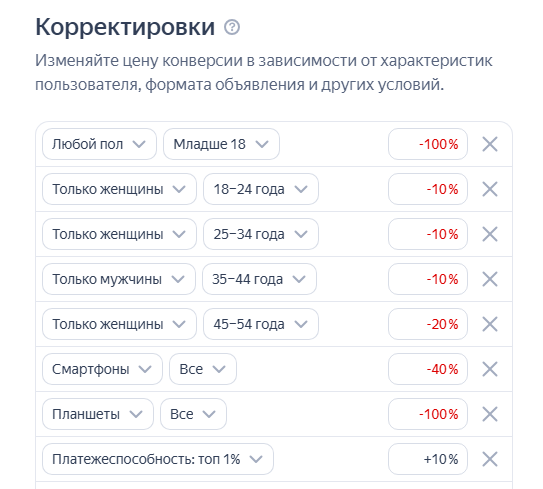 корректировки