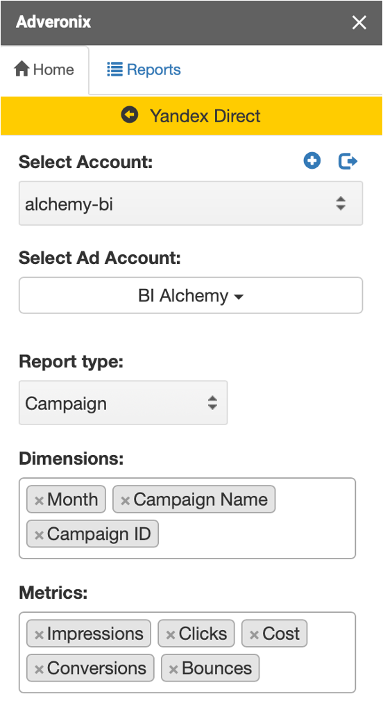 Источник: Google Таблицы, расширение Adveronix