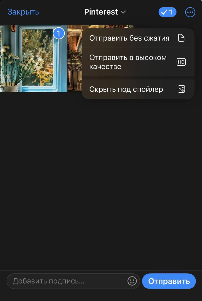 Источник: мессенджер на iOS<br data-cke-eol="1"> Скрытие изображений в канале Telegram