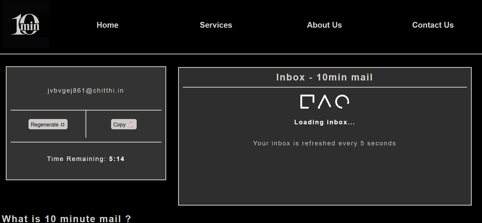 скриншот сервиса MinuteInbox