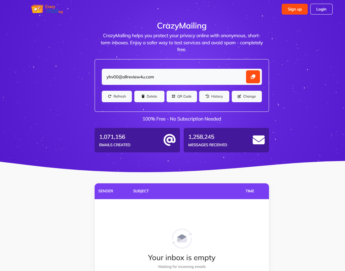 скриншот сервиса CrazyMailing