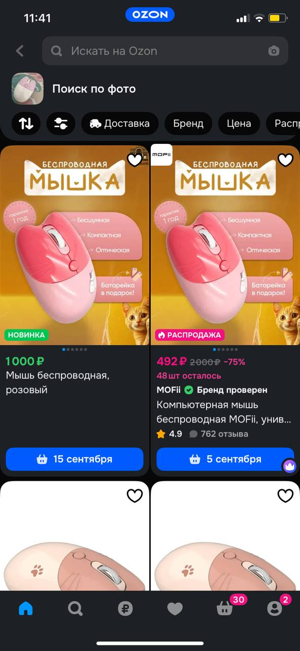 Поиск по фото Ozon: предложение похожих товаров, карточки товара с мышкой